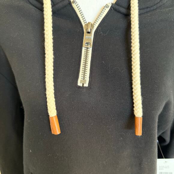 Fundamental Coast Hoodie Slater Medium 1/4 Zip Black Leather Tips NWT Coastal - Picture 5 of 12